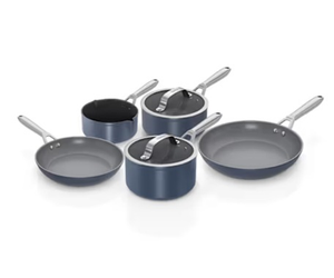 Ninja CW35000UKMM ZEROSTICK Ceramic Pro 5-Piece Pan Set All Hob Compatible Blue
