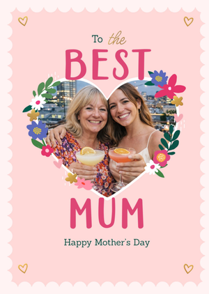  Best Mum Floral Heart Photo Upload Mother's Day Card