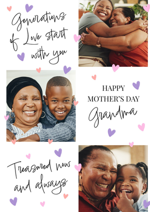 Generations Of Love Start With You Happy Mother’s Day Grandma Photo Upload Card