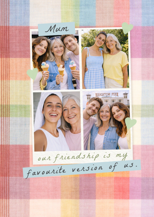 Photo Upload Pastel Check Mum Friendship Card