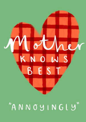 Mother Knows Best Typographic Heart Mother's Day Card