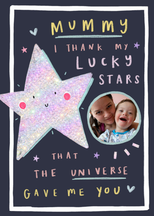 Cute Glitter Star Photo Upload Mother's Day Card