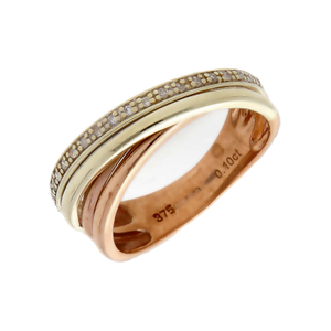 Pre-Owned 9ct Rose & White Gold 0.10ct Diamond Crossover Ring