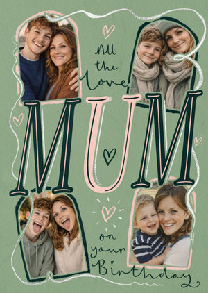 All The Love Mum Illustrated Photo Upload Birthday Card