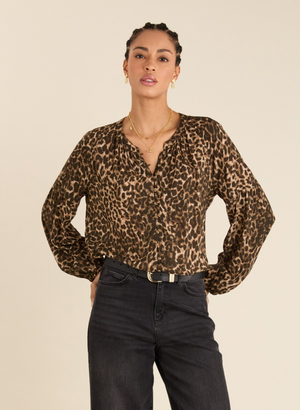 Claudia Printed Blouse - UK 10 | EU 36 | US 06 / Caramel Leopard