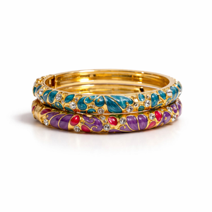 Elegant Enamel Bangles With Intricate Detailing (one size)