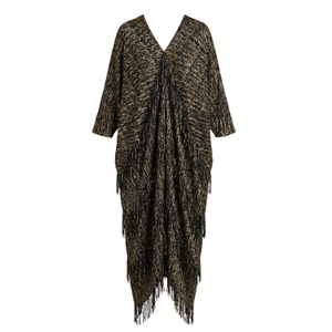 Pleated Midi Dress With Layered Tassels And Fringe Detail (one size)