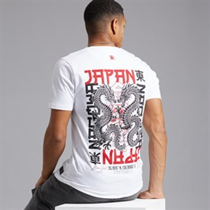 Brave Soul Mens Aichi T-Shirt Optic White/Multi Colour Print