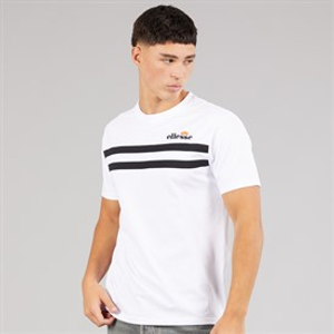 Ellesse Mens Squalius Retro Stripe T-Shirt White