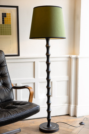 Vintage-Inspired Floor Lamp With Green Lampshade