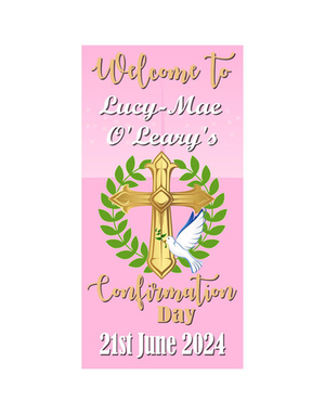 Personalised Vinyl Welcome Girls Confirmation Door Banner