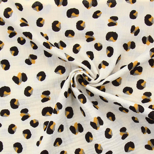 Tissu double gaze imprimé - Safari écru
