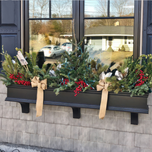 60" Charleston (Black) PVC Window Boxes - w/ 3 FREE Brackets