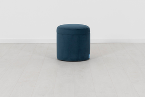 Storage 03 - Small Round Storage Ottoman - Velvet Teal