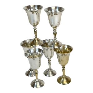 Mid-Century Hollywood Regency Silver Plate Cordials - Set of 6