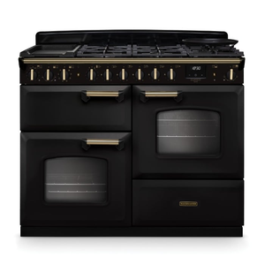 Rangemaster Classic Deluxe 110cm Dual Fuel Range Cooker, Brass Trim