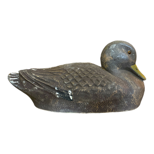 Antique Hand Painted Papier Mâché Brown and Gray Duck Decoy