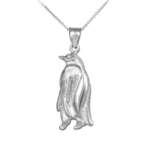 .925 Sterling Silver Penguin Pendant Necklace