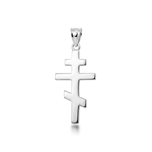 .925 Sterling Silver Eastern Orthodox Cross Pendant Necklace