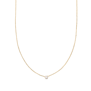 Gold Solitaire Crystal Necklace (16")