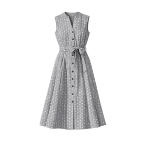 Yumi Black Broderie Anglaise Embroidered Sleeveless Shirt Dress (XL)