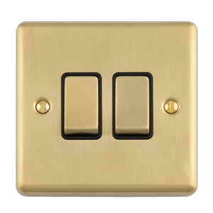Ellis & Co 2 Gang 10A 2 Way Light Switch Brushed Brass