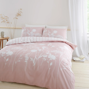 Meadowsweet Floral Duvet Cover Set - Blush Pink King Size 220x230cm