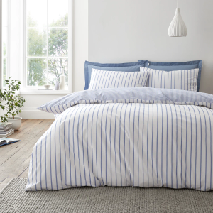 Hampton Stripe Duvet Cover Set - Blue Super King 220x260cm