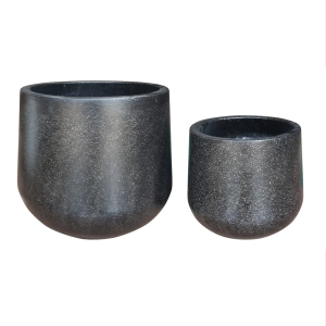 Terazzo Set of 2 Cement Planters - Black