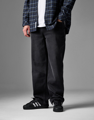 Route One Baggy Denim Jeans - Black
