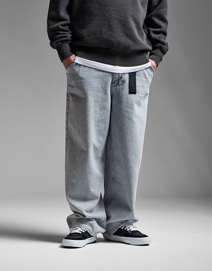 Route One Super Baggy Denim Jeans - Stone Wash