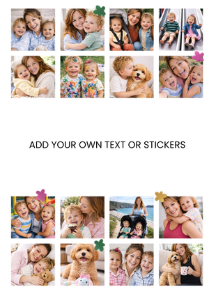 Design Your Own Floral 16 Photo Collage Card