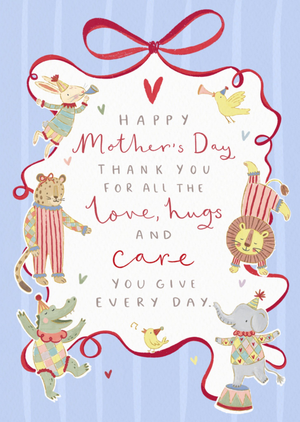 Cute Animals Illustrated Happy Mother's Day Card