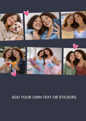 Design Your Own Navy And Pink Hearts Multiple Photo Strip Card