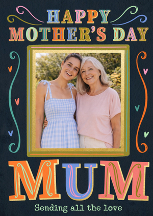 Happy Mother's Day Mum Colourful Typography Photo Upload Card