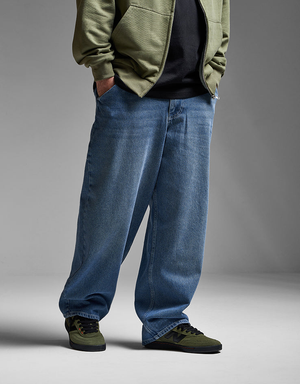 Route One Super Baggy Denim Jeans - Washed Blue
