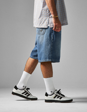 Route One Super Baggy Jorts - Washed Blue