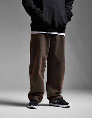 Route One Super Baggy Denim Jeans - Burnt Mahogany