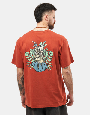Santa Cruz Tiki Hand Strip T-Shirt - Dark Rust