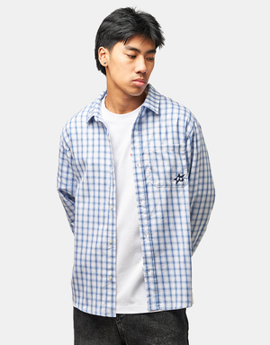 HUF H Star L/S Plaid Shirt - Light Blue