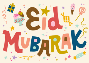 Eid Mubarak Colourful Typography Card