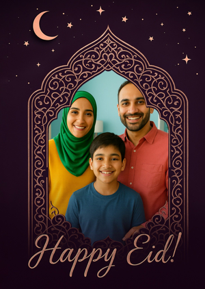 Happy Eid Ornate Frame Photo Upload Card