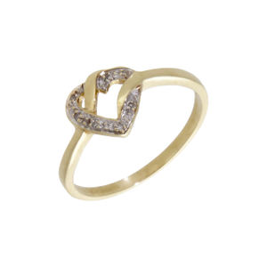 Pre-Owned 9ct Yellow Gold Diamond Set Woven Heart Dress Ring