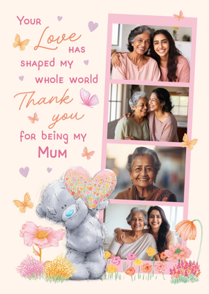 Tatty Teddy Flowers And Butterflies Photo Upload Mother's Day Card