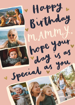 Happy Birthday Mammy Typographic Photo Upload Card