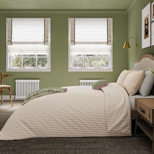HARVEST MOON KING SIZE DUVET COVER Ticking Stripe Green