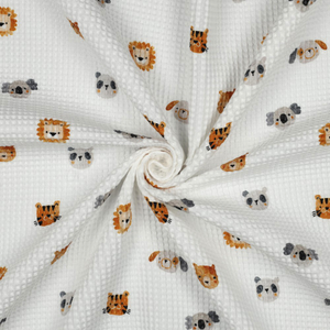 Tissu torchon nid d´abeille d'imprimé - Tête d'animaux