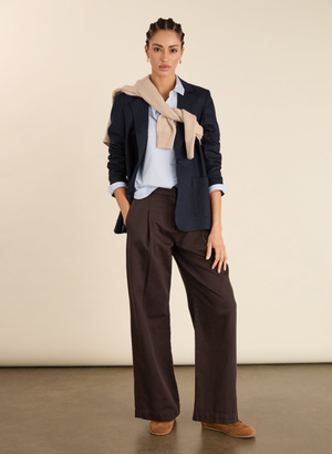 Teresa Organic Cotton Wide Leg Trousers - UK 12 | EU 38 | US 08 / Dark Chocolate