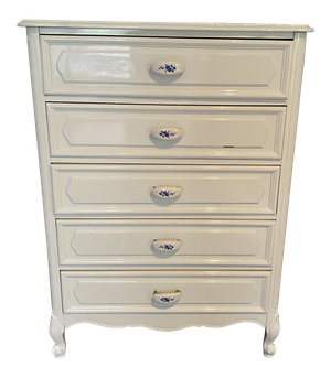 Furniture Beautiful Vintage French Country Cottage Style White Chest of Drawers Hardwood Good Condition