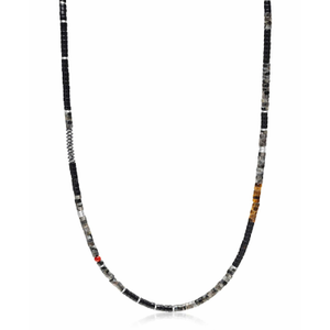 Black Onyx & Labradorite Heishi Necklace (one size)